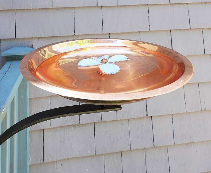 Achla Copper Dogwood Birdbath w/Rail Bracket